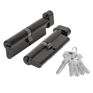 Цилиндровый механизм (200 ZM/110) 2000ZM Knob 110(55+10+45) BL-24 черный  5Key с вертушкой